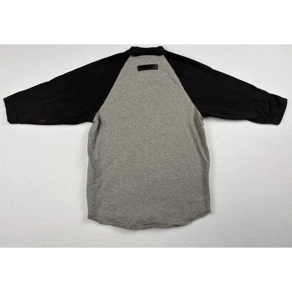 Fear‎ of God Essentials Kids Raglan T Shirt Youth 6/7 Grey Black Logo Tee